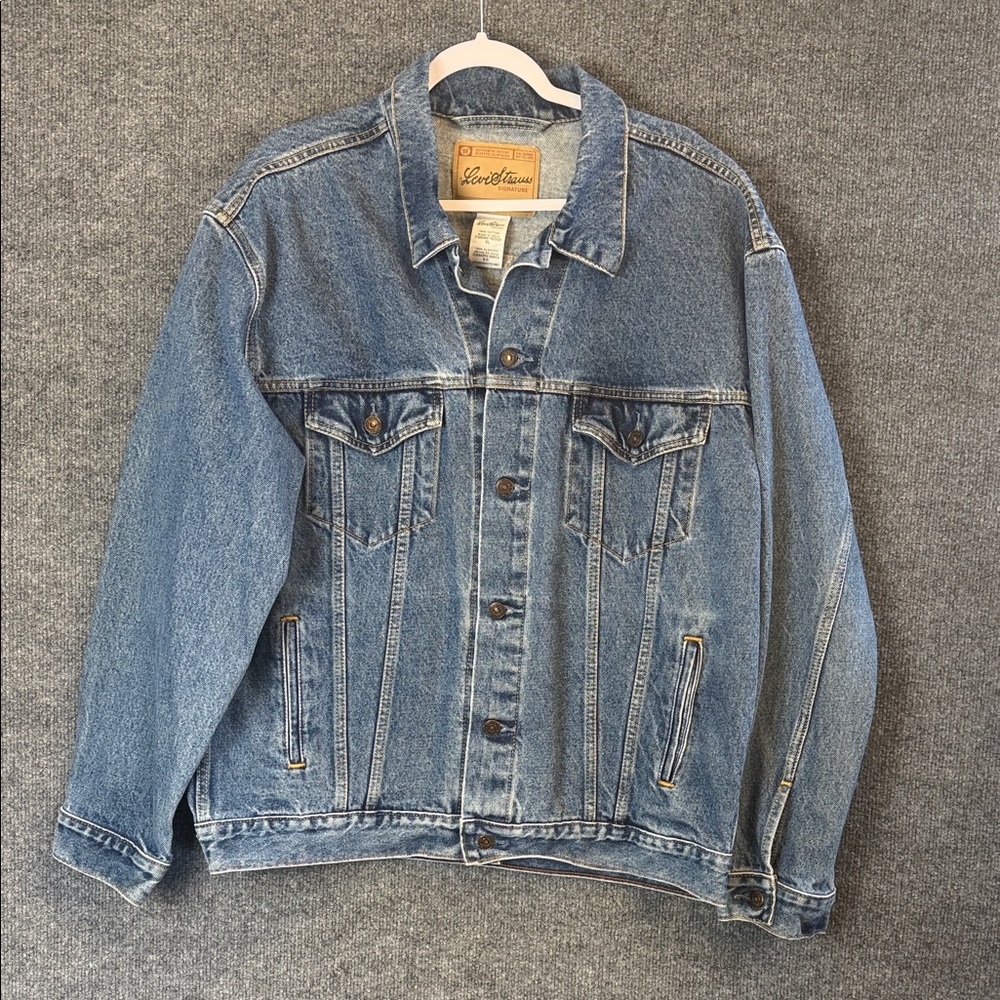 Levi Strauss Signature Trucker Blue Denim Jean Jacket Men’s XL